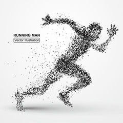 Running Man, particle divergent composition, vector illustration