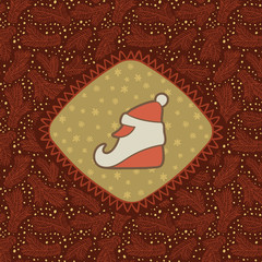 Christmas and New Year vintage ornate frame with Santa Claus head symbol