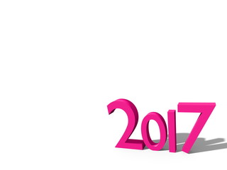 3d illustration rendering of purple 2017 number for the New Year's Day