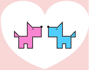two dog abstract love couple card for Valentine's Day