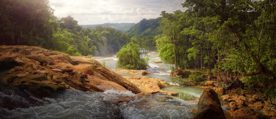 Beautiful panoramic view of the waterfalls
