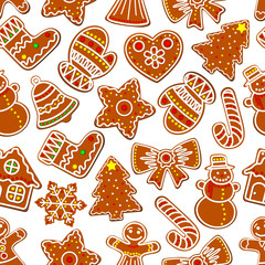 Christmas festive ginger cookie seamless pattern