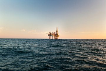 Oil and gas jack up drilling rig in the ocean sea from oil and gas industrial petroleum. This rig...