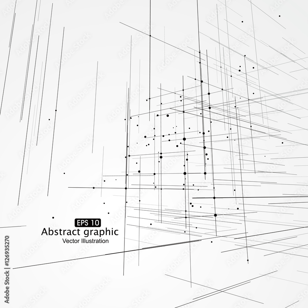 Poster dot and line composition abstract graphics.