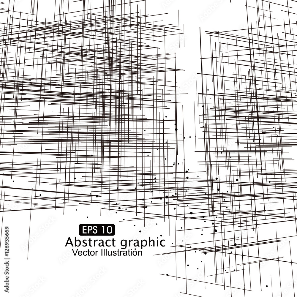 Poster dot and line composition abstract graphics.