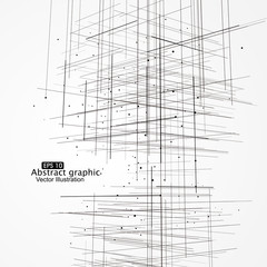 Dot and line composition abstract graphics.