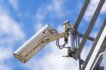security cctv cameras  with blue sky background