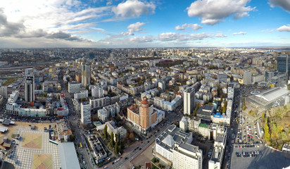 Obraz na płótnie Canvas Aerial view of the business district in Kiev, Ukraine