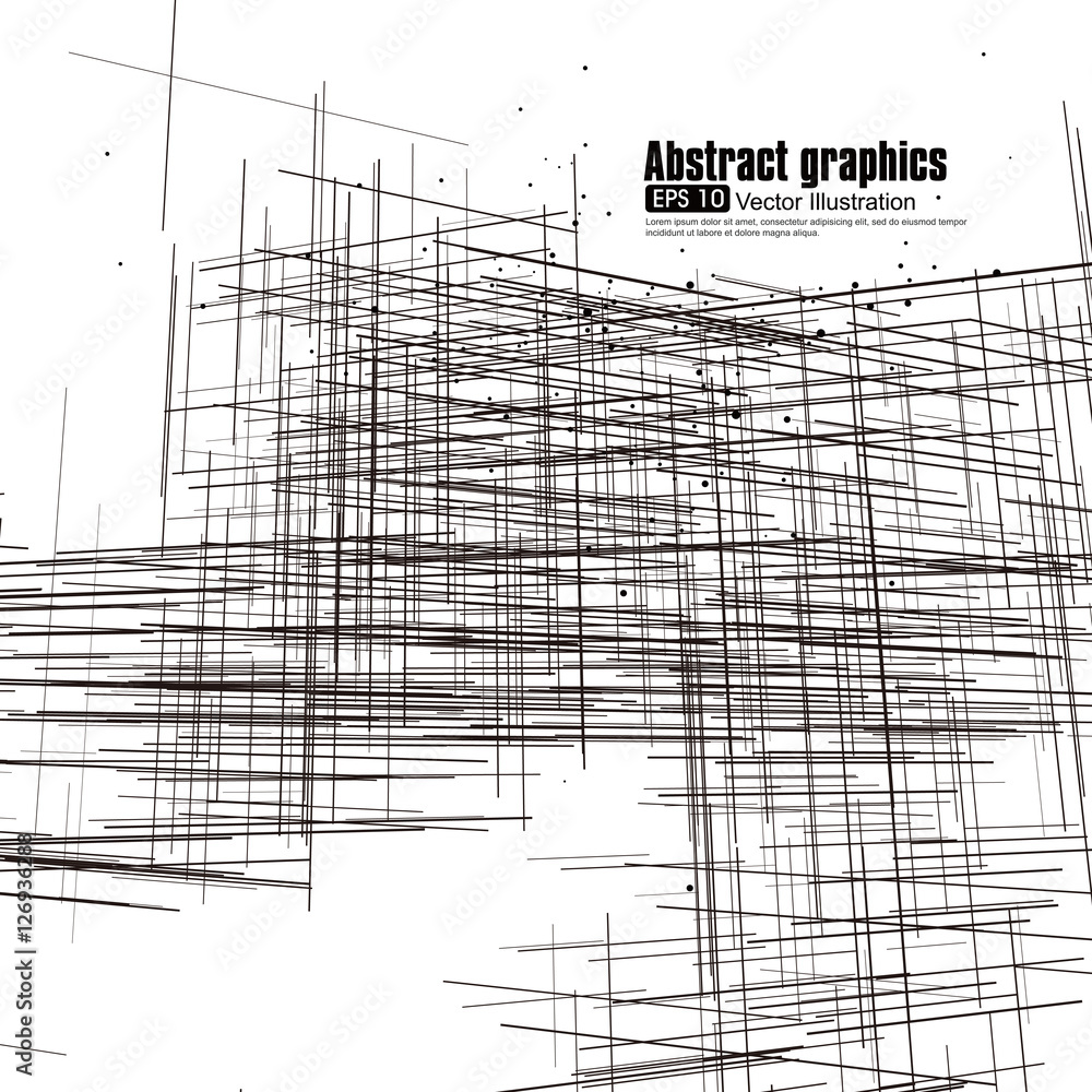 Poster dot and line composition abstract graphics.