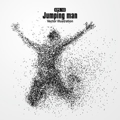 Fototapeta na wymiar Jump man,Vector graphics composed of particles.