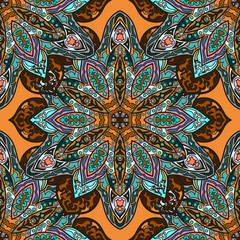 Ornate floral seamless texture, endless pattern with vintage mandala elements.