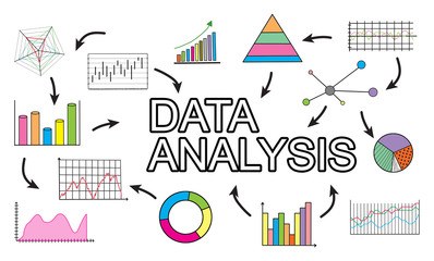 Data analysis concept on white background