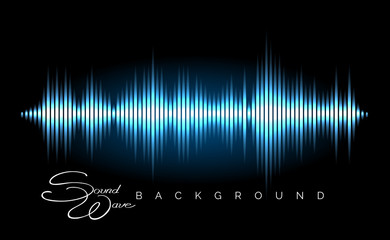 Abstract sound wave vector background. Stereo audio waveform poster