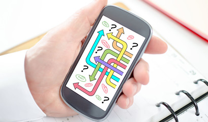 Decision concept on a smartphone