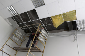 destroyed suspended ceiling