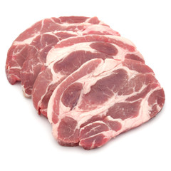 Raw pork chop meat isolated on white background cutout