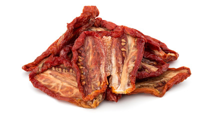 Dried tomatoes isolated on white background cutout