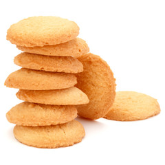 stacked short pastry cookies isolated on white background