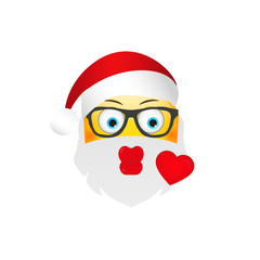 Emoji Santa Claus. Winter Holidays Emoticon. Kiss Character
