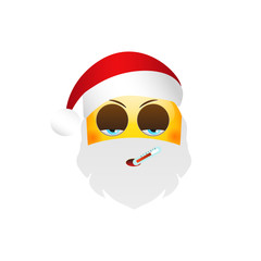 Emoji Santa Claus. Winter Holidays Emoticon. Characterwith thermometer