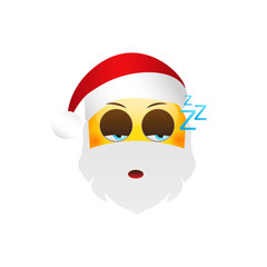 Emoji Santa Claus. Winter Holidays Emoticon. Sleep Character