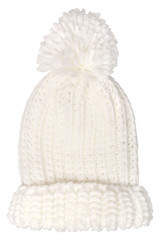 Warm woolen knitted hat with pompon