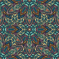Ornate floral seamless texture, endless pattern with vintage mandala elements.