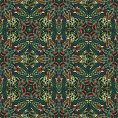 Ornate floral seamless texture, endless pattern with vintage mandala elements.