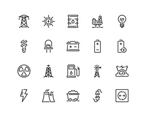Fototapeta premium Energy outline icon set