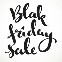 Black friday sale black calligraphic inscription on a white back