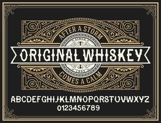 Behang Vintage labels Vintage whiskey label typeface with decorative label