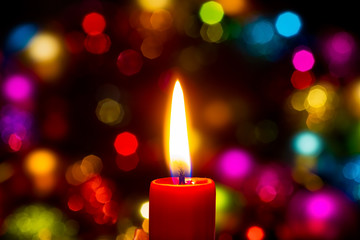 Kerze Bokeh Weihnachten Christmas Weihnachtslicht bunt Kerzenflamme erster Advent weihnachtliche...