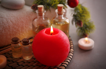 Spa treatment with Christmas decorations