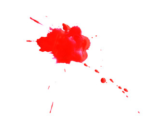 Splatter red splashes blot on a white background