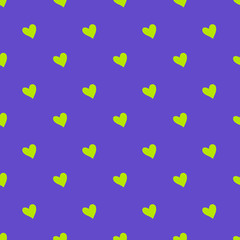 Seamless pattern with hearts. Hand painted pastel crayon.