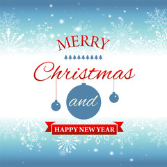 E-card for Happy New Year and Merry Christmas. Vector illustration.