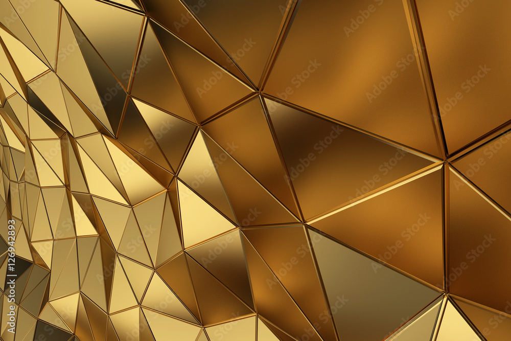 Poster abstract gold mesh polygon texture background 3d rendering