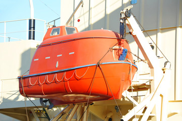 Safety lifeboat on ship deck