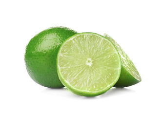 Green lime on white background