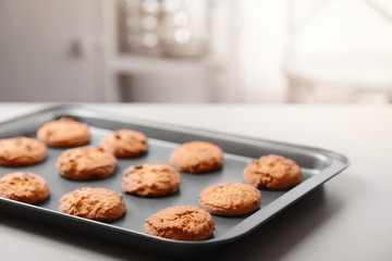 Freshly baked cookies on tray