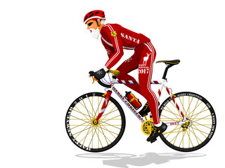 Santa is cycling on transparent background
