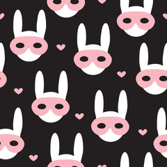 seamless rabbit bunny in mask pattern vector illustration