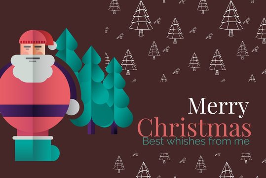 Christmas Message and Santa on Brown Background Design