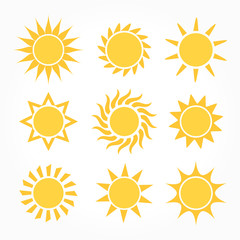 Flat design sun icons