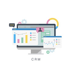 CRM. Customer relationship management.Flat vector illustration