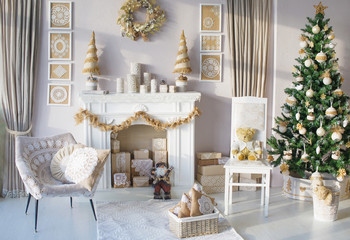 Beautiful Christmas interior decoration for family celebration