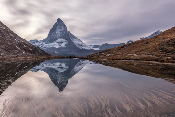 Schapenvacht deken met patroon Matterhorn Matterhorn am Riffelsee - Quer