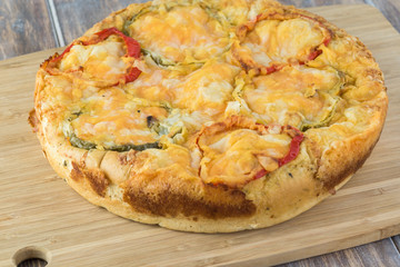 Bell pepper cheese focaccia bread.