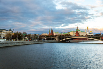 Boat ride in the evening in Moscow, Russia