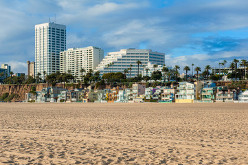 Fototapeta na wymiar Houses on Santa Monica Beach, Los Angeles County, California, USA